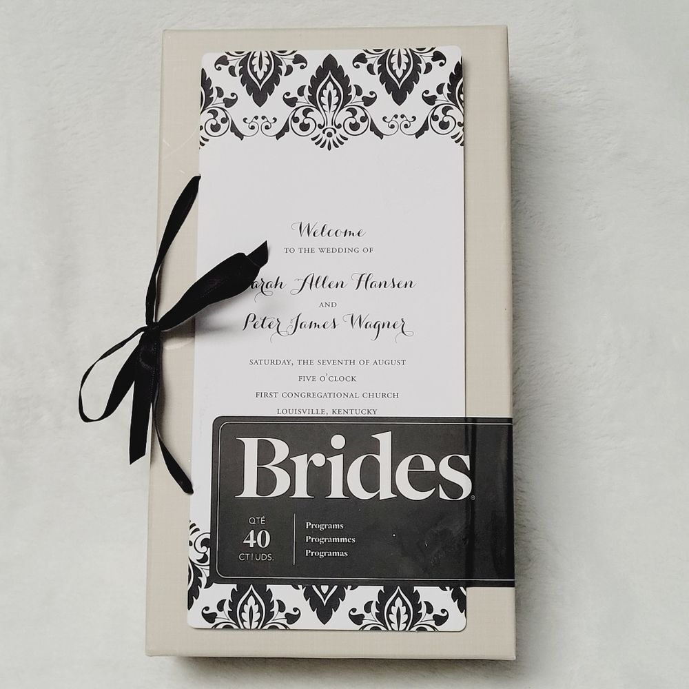 Brides Black and White Damask Wedding Program Set Print at Home Qty 40 New OOS